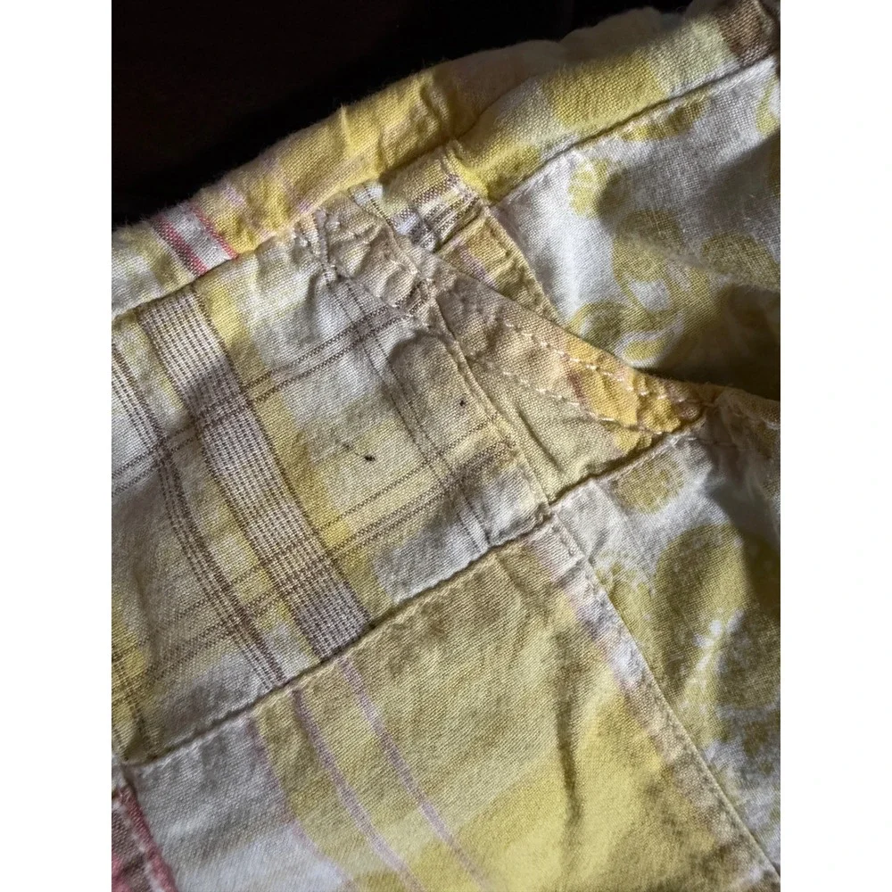 Old Navy Girls Yellow Plaid Paisley Patchwork Shorts Y2K Size 6